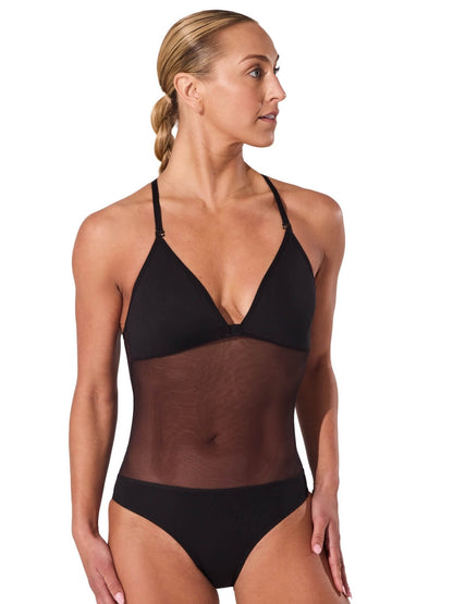 Capezio Plunge Neck Mesh Midriff Leotard - Capezio Classic