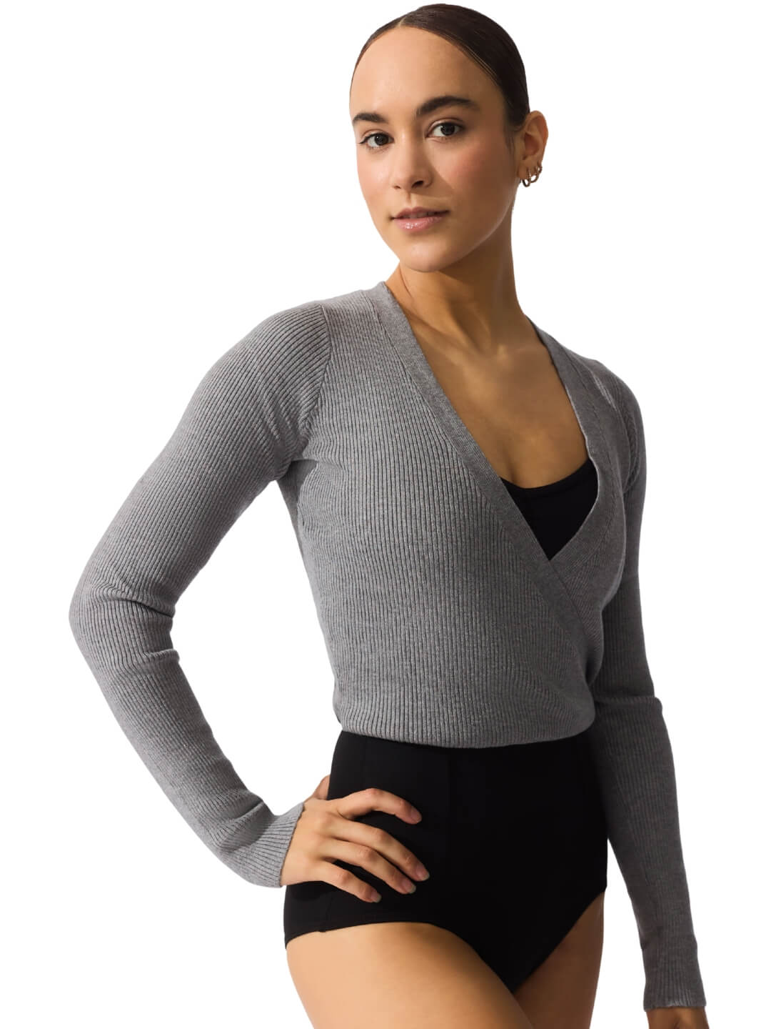 Knit Wrap Sweater with Improved Fit - Capezio Signature