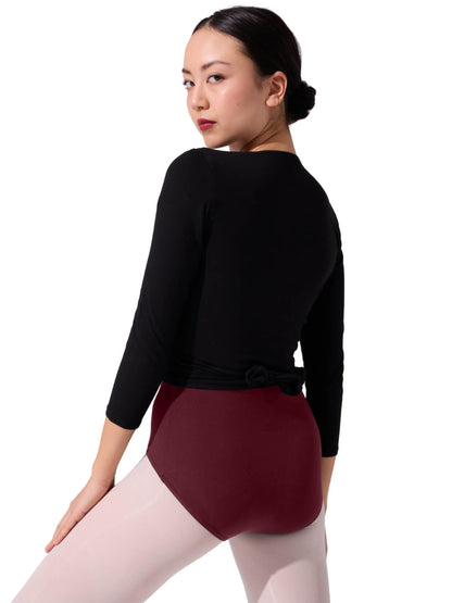 Form Fitting Long Sleeve Wrap Top with Self-Tie - Capezio Essential