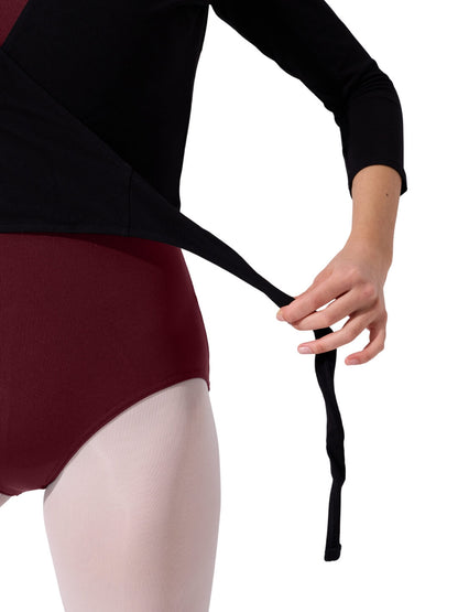Form Fitting Long Sleeve Wrap Top with Self-Tie - Capezio Essential