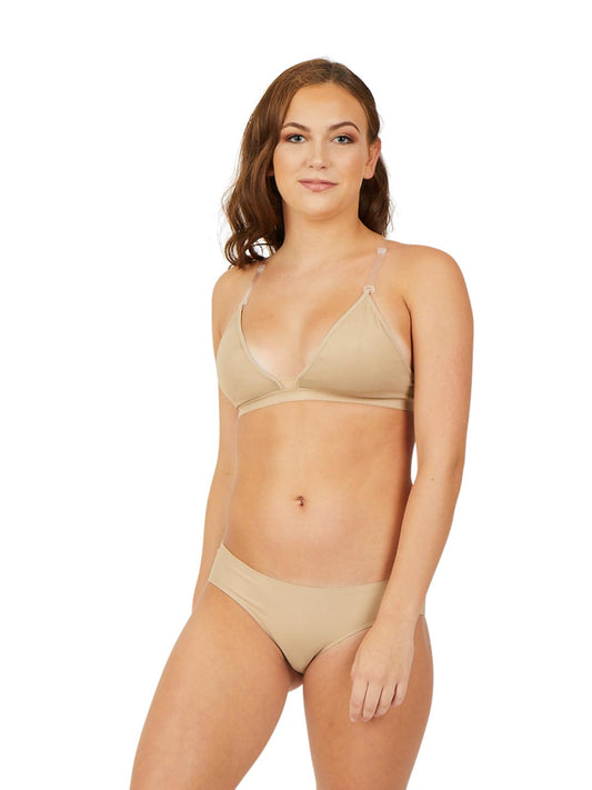 Capezio Deep Neck Clear Back Bra - Girls - Capezio Signature