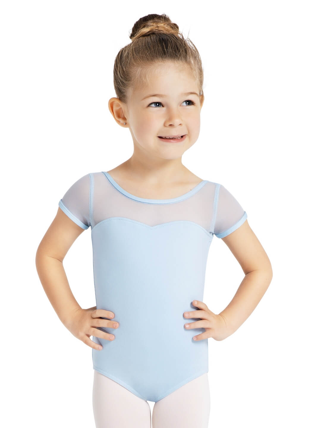 Capezio Studio Collection Mesh Yoke Short Sleeve Leotard - Girls - Capezio Exclusive