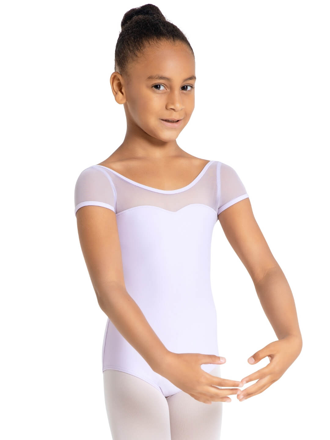 Capezio Studio Collection Mesh Yoke Short Sleeve Leotard - Girls - Capezio Exclusive