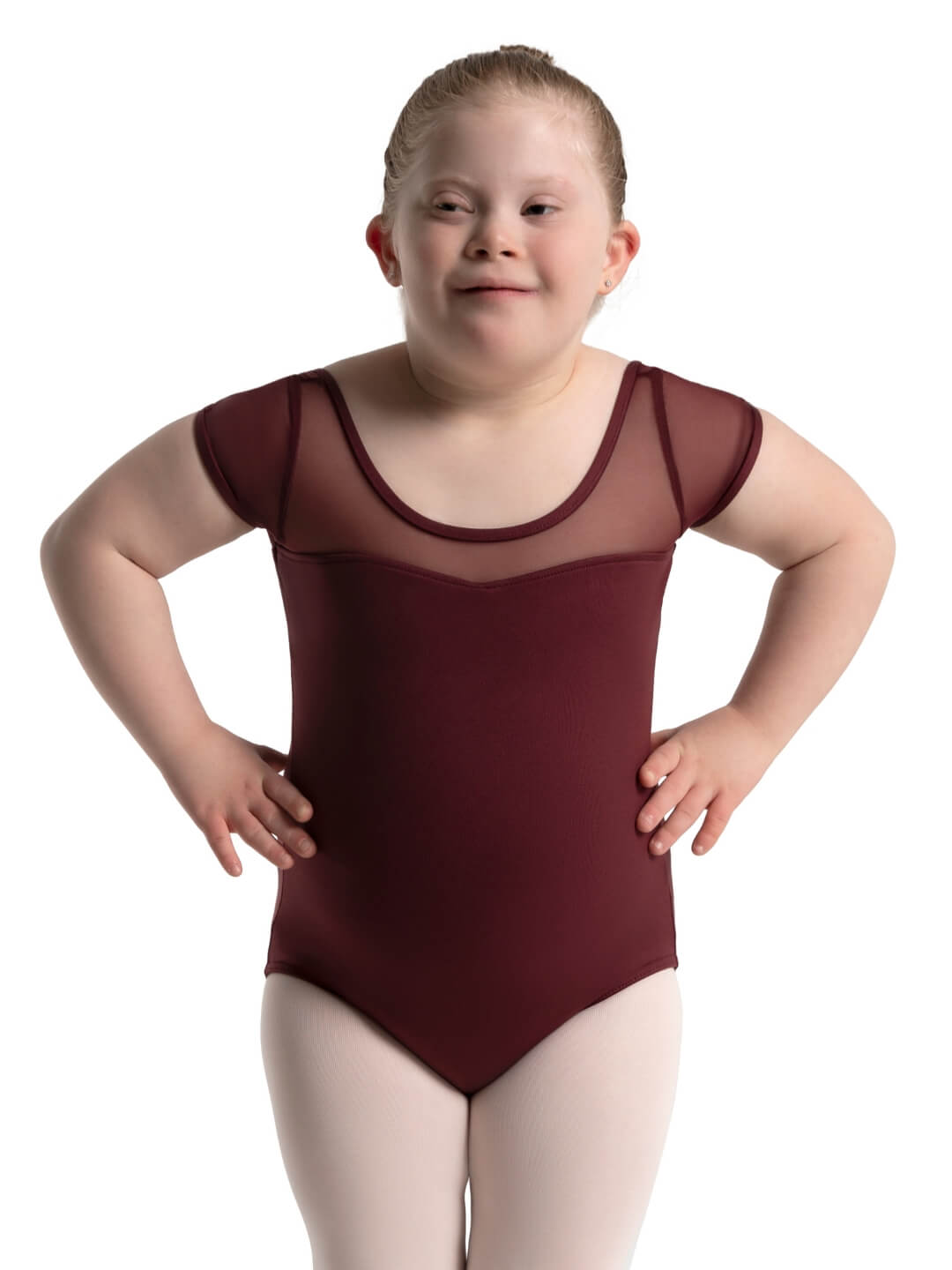 Capezio Studio Collection Mesh Yoke Short Sleeve Leotard - Girls - Capezio Exclusive
