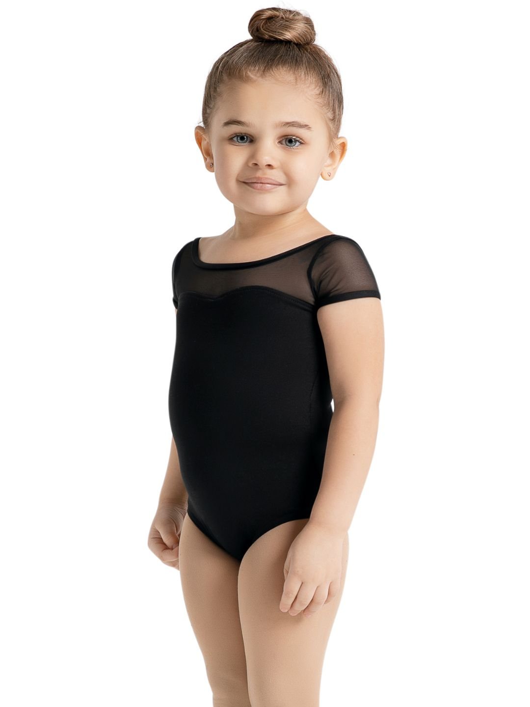 Capezio Studio Collection Mesh Yoke Short Sleeve Leotard - Girls - Capezio Exclusive