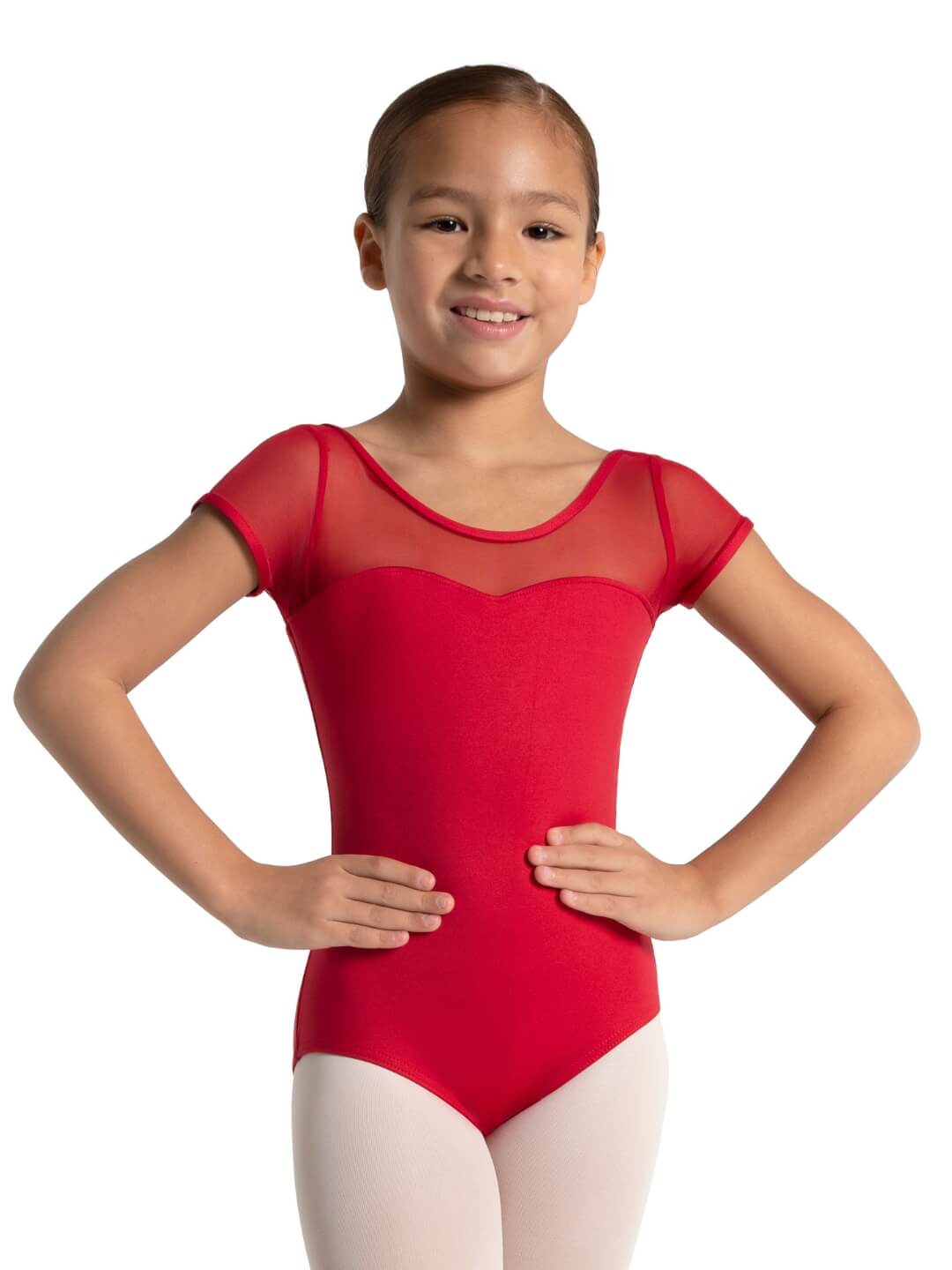 Capezio Studio Collection Mesh Yoke Short Sleeve Leotard - Girls - Capezio Exclusive